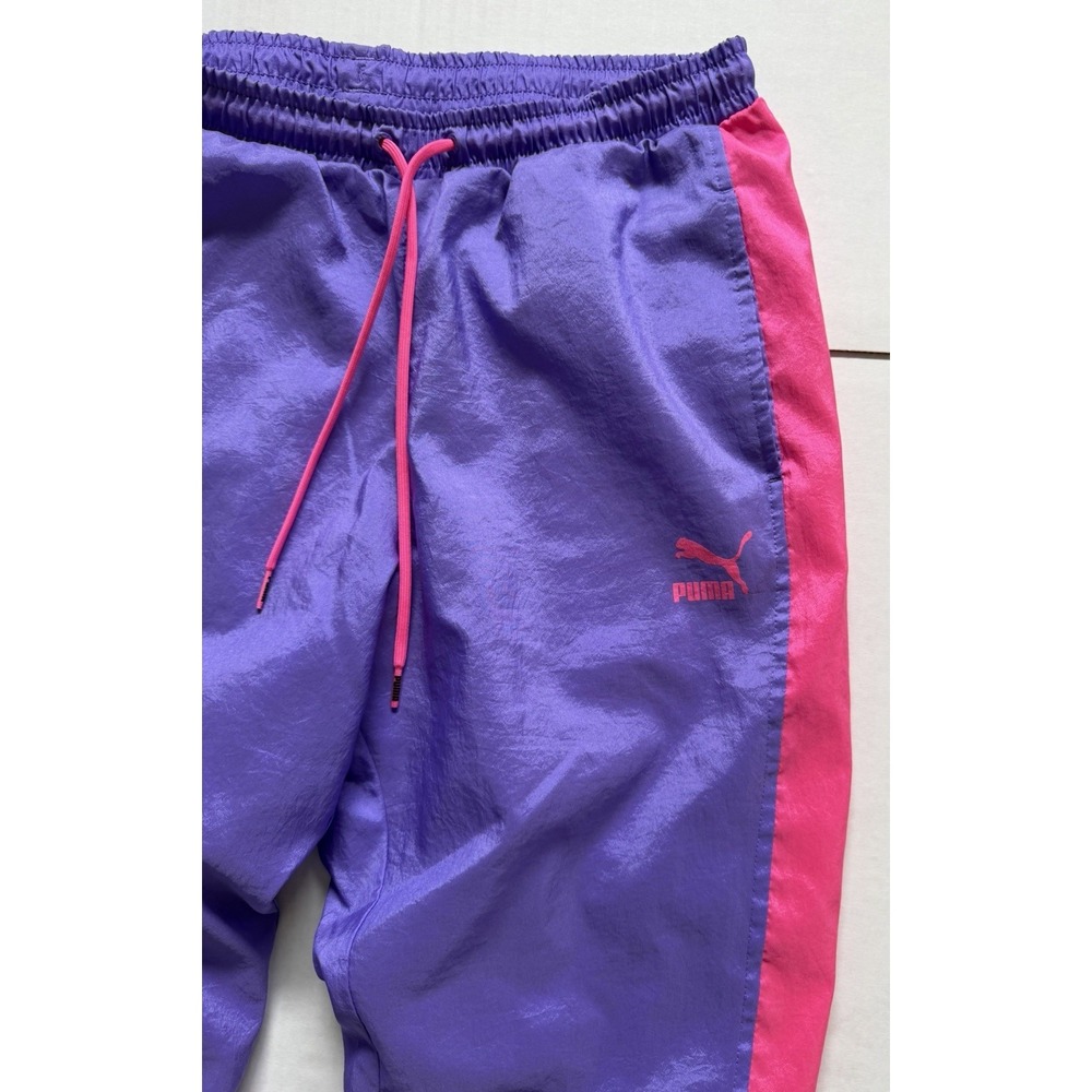 Puma Tailored For Sport Track Pants Nylon Neon Pink Purple Joggers Medium Womens - Picture 2 of 7